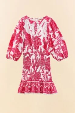 Farm Rio Pink Tropical Woodcut Mini Dress 11 Farm Rio Pink Tropical Woodcut Mini Dress -Modern Dress World 306220 06