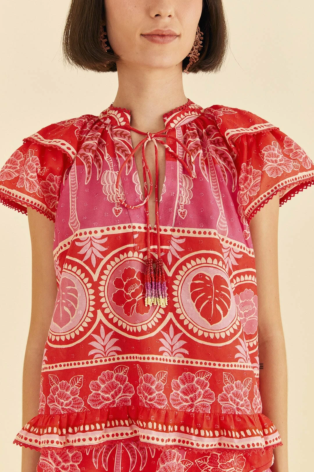 Farm Rio Red Summer Sunrise Blouse 4 Farm Rio Red Summer Sunrise Blouse - Image 4