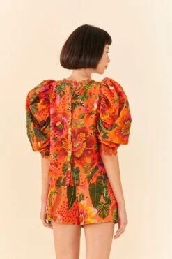 Farm Rio Orange Blooming Garden Blouse -Modern Dress World 306226 04