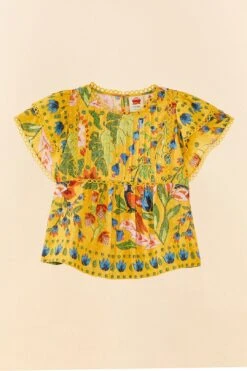 Farm Rio Yellow Summer Garden Blouse 11 Farm Rio Yellow Summer Garden Blouse -Modern Dress World 306228 06