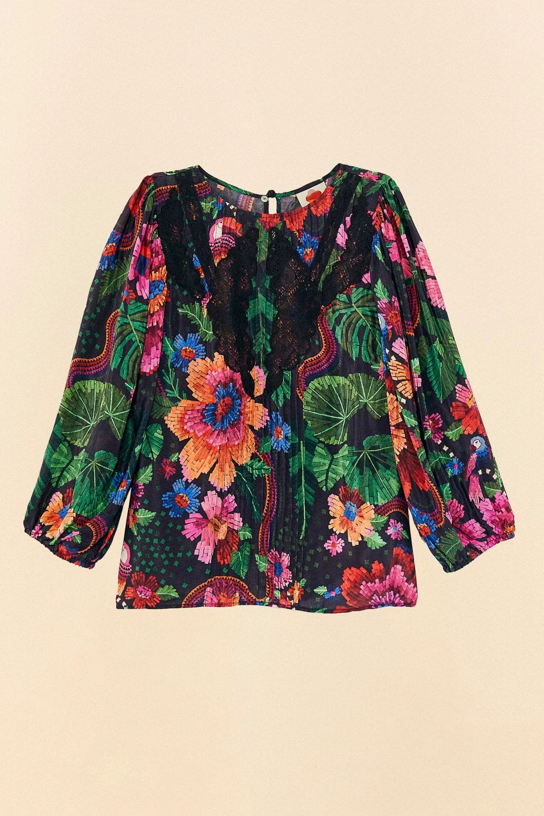 Farm Rio Black Blooming Garden Blouse 6 Farm Rio Black Blooming Garden Blouse - Image 6