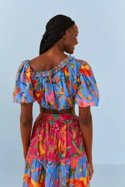 Farm Rio Blue Macaw Party Blouse -Modern Dress World 306238 04