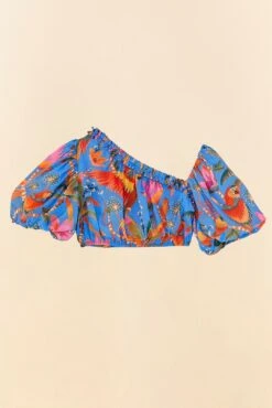 Farm Rio Blue Macaw Party Blouse -Modern Dress World 306238 06