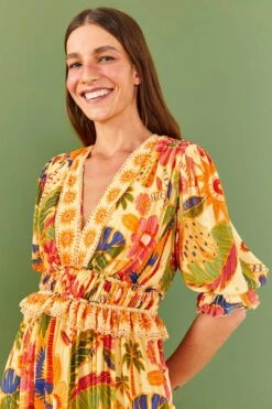 Farm Rio Yellow Rio Tapestry Maxi Dress -Modern Dress World 306240 03