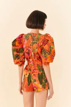 Farm Rio Orange Blooming Garden Shorts -Modern Dress World 306270 04