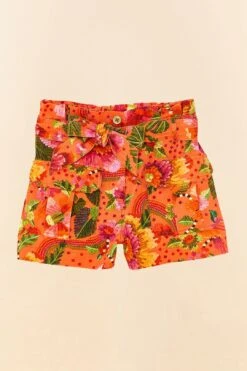 Farm Rio Orange Blooming Garden Shorts -Modern Dress World 306270 06