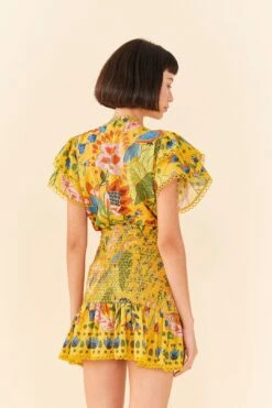 Farm Rio Yellow Summer Garden Mini Skirt -Modern Dress World 306300 03