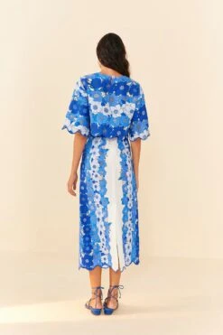 Farm Rio Blue Flower Stripes Crop Top -Modern Dress World 306302 04