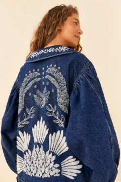Farm Rio Jungle Flow Embroidered Denim Jacket -Modern Dress World 306311 03