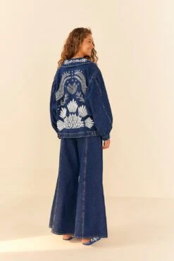 Farm Rio Jungle Flow Embroidered Denim Jacket -Modern Dress World 306311 04