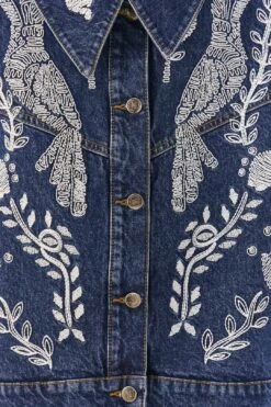 Farm Rio Jungle Flow Embroidered Denim Jacket -Modern Dress World 306311 05