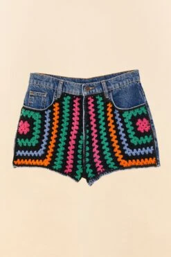 Farm Rio Crochet Denim Shorts -Modern Dress World 306315 06