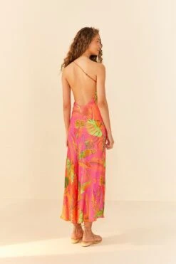 Orange Ombre Forest Lenzing™ Ecovero™ Viscose Midi Dress -Modern Dress World 306325 04