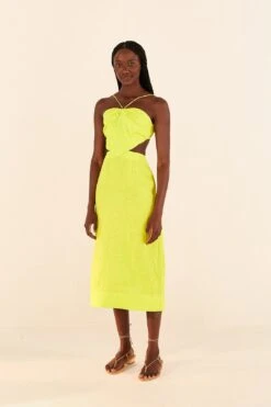 Farm Rio Lime Green Monstera Midi Dress -Modern Dress World 306330 03