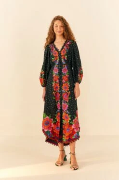 Farm Rio Black Blooming Garden Dress -Modern Dress World 306333 04