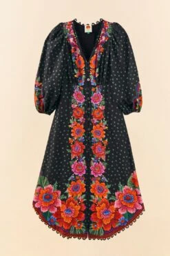 Farm Rio Black Blooming Garden Dress -Modern Dress World 306333 06