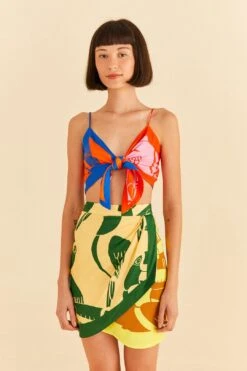 Farm Rio Mixed Rainbow Toucans Lenzingâ„¢ Ecoveroâ„¢ Viscose Mini Skirt