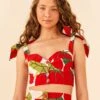 Farm Rio Tomato Tie Strap Crop Top