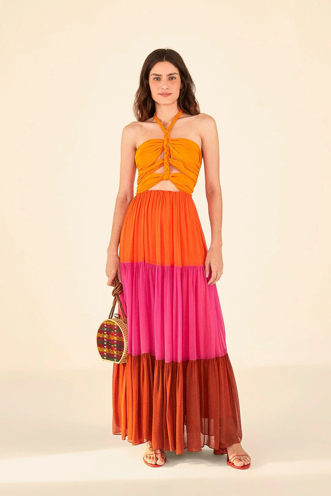 Warm Color Blocking Maxi Dress 1 Warm Color Blocking Maxi Dress
