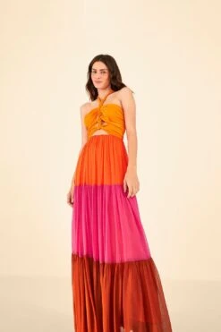 Warm Color Blocking Maxi Dress 8 Warm Color Blocking Maxi Dress -Modern Dress World 306344 03