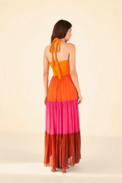 Warm Color Blocking Maxi Dress 9 Warm Color Blocking Maxi Dress -Modern Dress World 306344 04