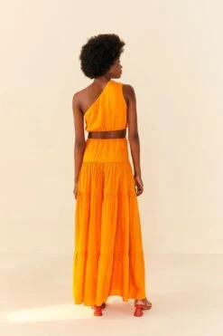 Orange Asymmetrical Maxi Dress -Modern Dress World 306363 03