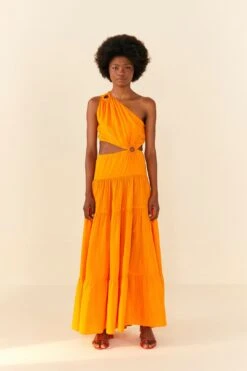 Orange Asymmetrical Maxi Dress -Modern Dress World 306363 04