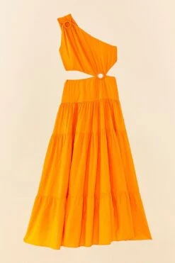 Orange Asymmetrical Maxi Dress -Modern Dress World 306363 06