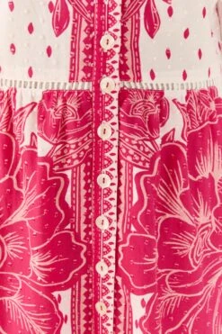 Farm Rio Pink Tropical Woodcut Lenzing™ Ecovero™ Viscose Midi Dress -Modern Dress World 306388 05