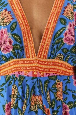 Farm Rio Blue Pineapple Garden Kaftan Maxi Dress -Modern Dress World 306652 04