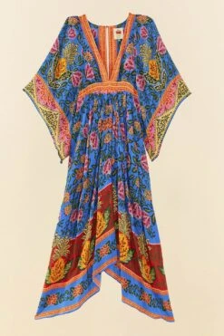 Farm Rio Blue Pineapple Garden Kaftan Maxi Dress -Modern Dress World 306652 05