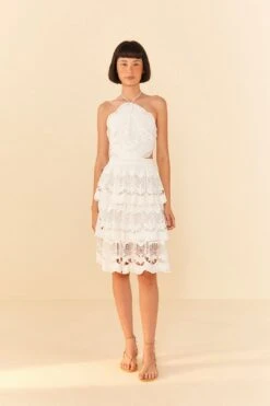 Farm Rio White Richelieu Midi Dress