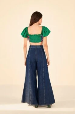 Farm Rio Dark Wash Wide Leg Denim Pants -Modern Dress World 306668 03