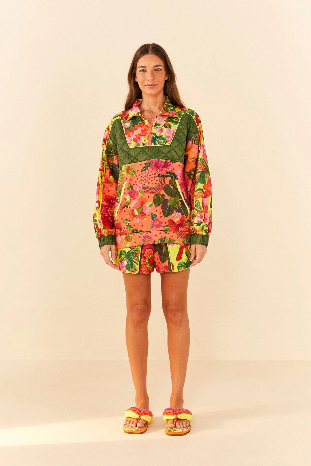 Farm Rio Orange Blooming GardenSweatshorts 1 Farm Rio Orange Blooming GardenSweatshorts