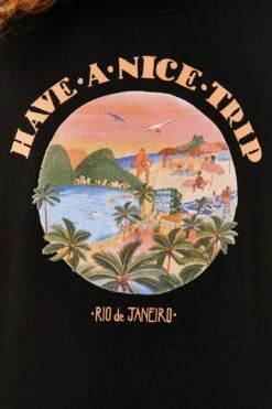 Farm Rio Black Have A Nice Trip Organic Cotton T-Shirt -Modern Dress World 306709 04