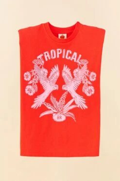 Farm Rio Red Tropical Organic Cotton T-Shirt -Modern Dress World 306713 06