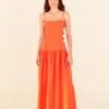 Farm Rio Orange Cut Out Midi Dress