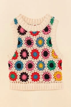 Farm Rio Multi Circles Crochet Vest 11 Farm Rio Multi Circles Crochet Vest -Modern Dress World 306752 06