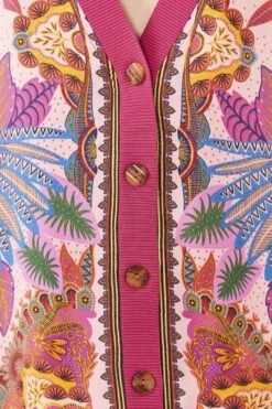 Farm Rio Pink Macaw Scarf Lenzing™ Ecovero™ Viscose Cardigan -Modern Dress World 306755 04