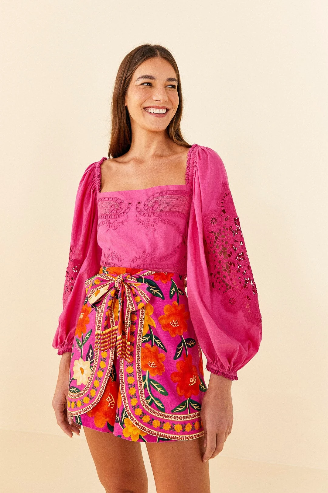 Farm Rio Pink Lace Blouse 1 Farm Rio Pink Lace Blouse