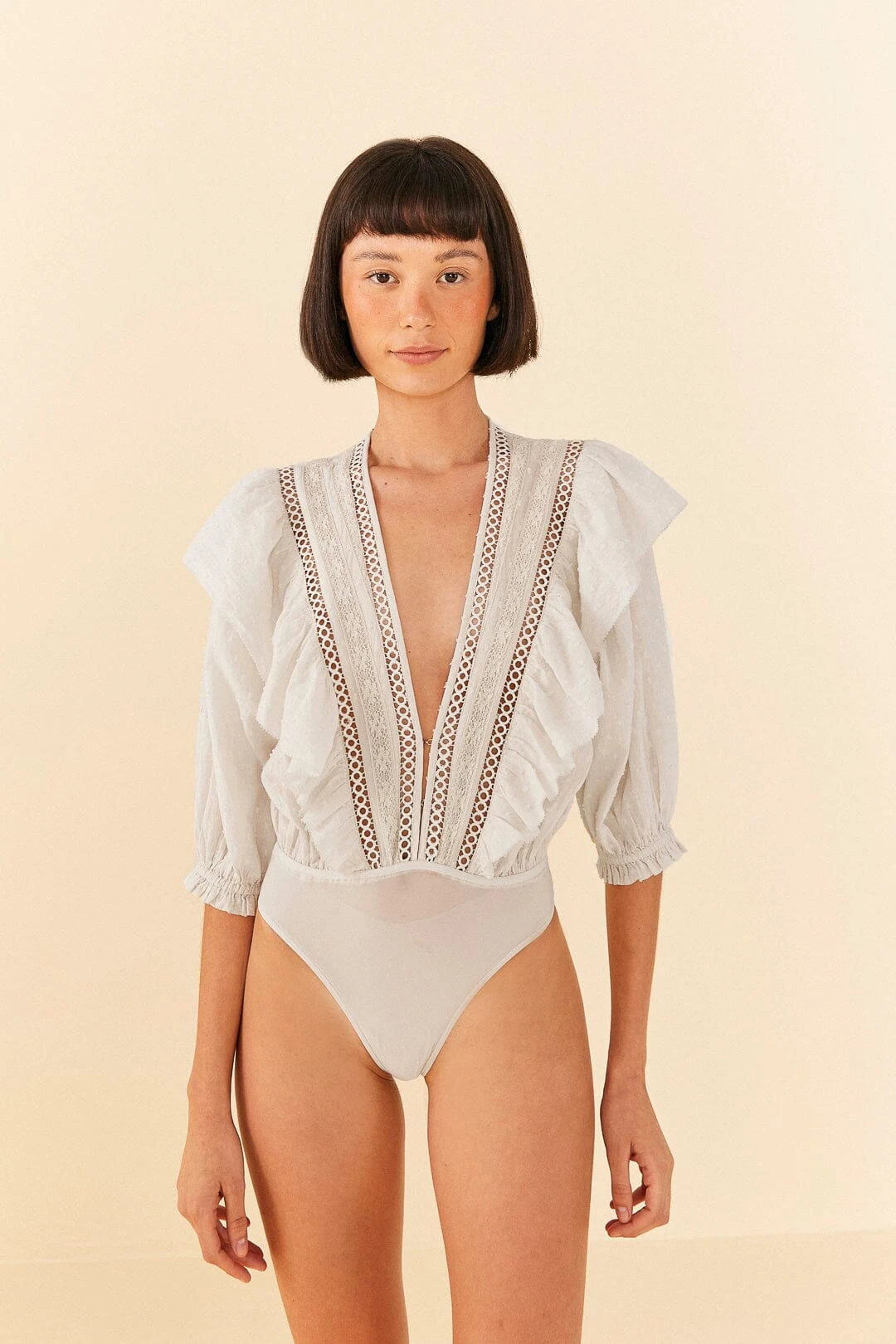 Farm Rio Off-White Lace Bodysuit 2 Farm Rio Off-White Lace Bodysuit - Image 2