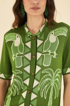 Farm Rio Green Summer Sunrise Lenzing™ Ecovero™ Viscose Knit Shirt -Modern Dress World 306911 03