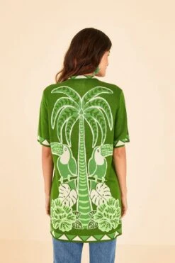 Farm Rio Green Summer Sunrise Lenzing™ Ecovero™ Viscose Knit Shirt -Modern Dress World 306911 04