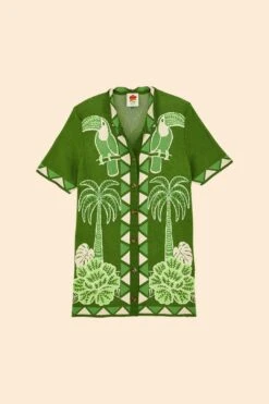 Farm Rio Green Summer Sunrise Lenzing™ Ecovero™ Viscose Knit Shirt -Modern Dress World 306911 06