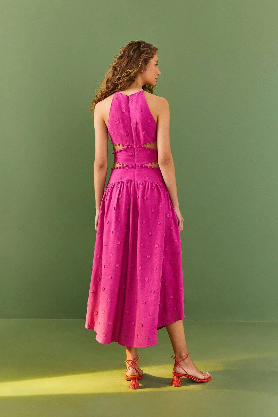 Farm Rio Pink 3D Flower Midi Dress 2 Farm Rio Pink 3D Flower Midi Dress - Image 2