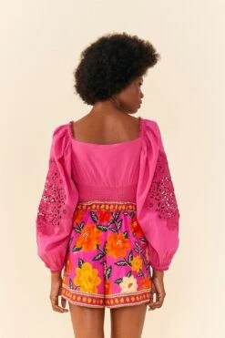 Farm Rio Pink Flower Tapestry Shorts -Modern Dress World 306990 03