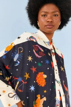 Farm Rio Zodiac Lenzing™ Ecovero™ Viscose Shirtdress -Modern Dress World 307012 03