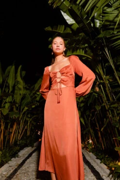 Farm Rio Caramel Cut Out Maxi Dress