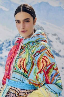 Farm Rio Mixed Scarves Ski Puffer Jacket -Modern Dress World 308309 04