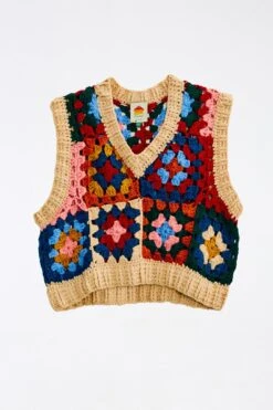 Farm Rio Multicolor Patchwork Crochet Vest -Modern Dress World 309108 05